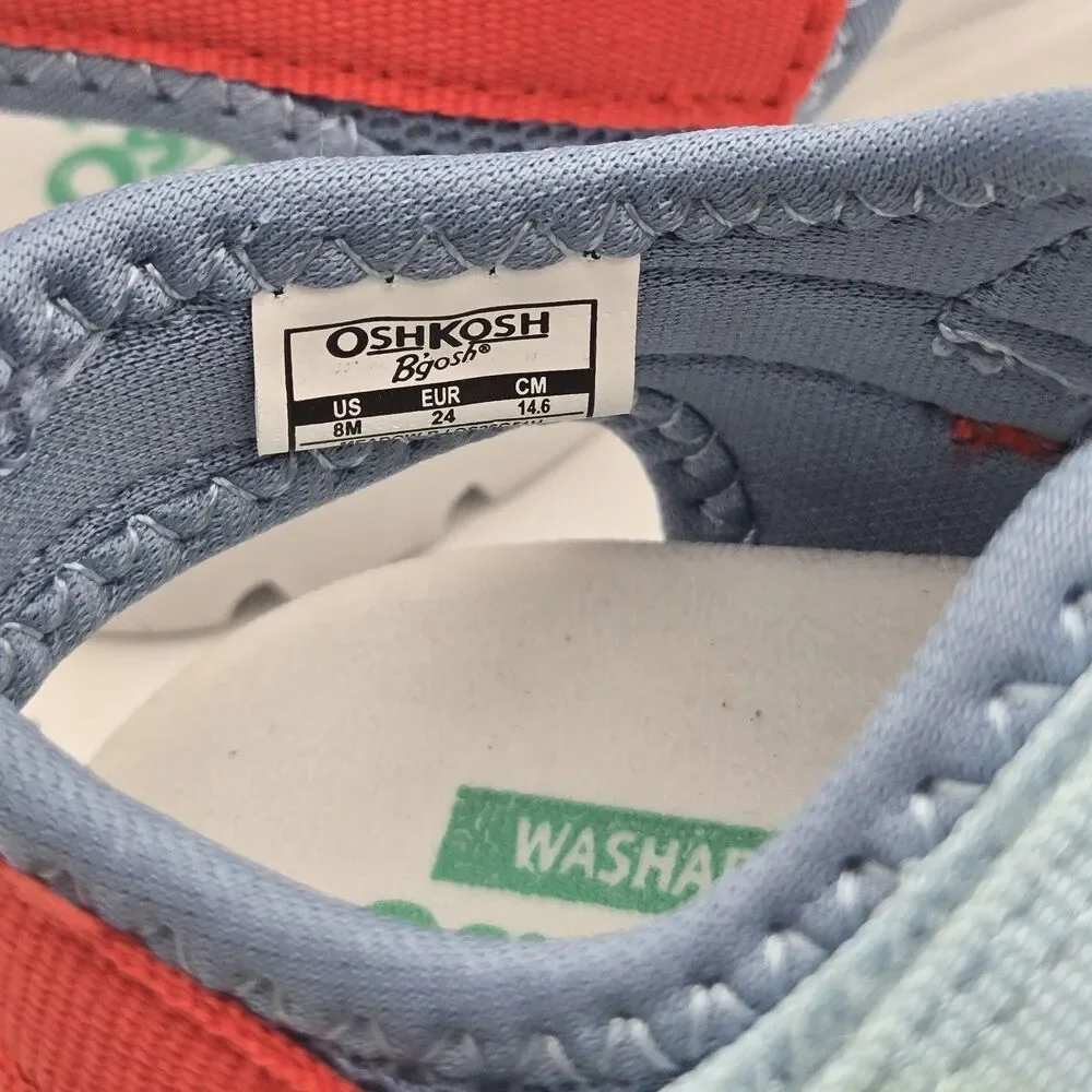 OshKosh B'Gosh Toddler Boy Hook & Loop Strap Sandal Meadow Size 8 MultiColor NWT